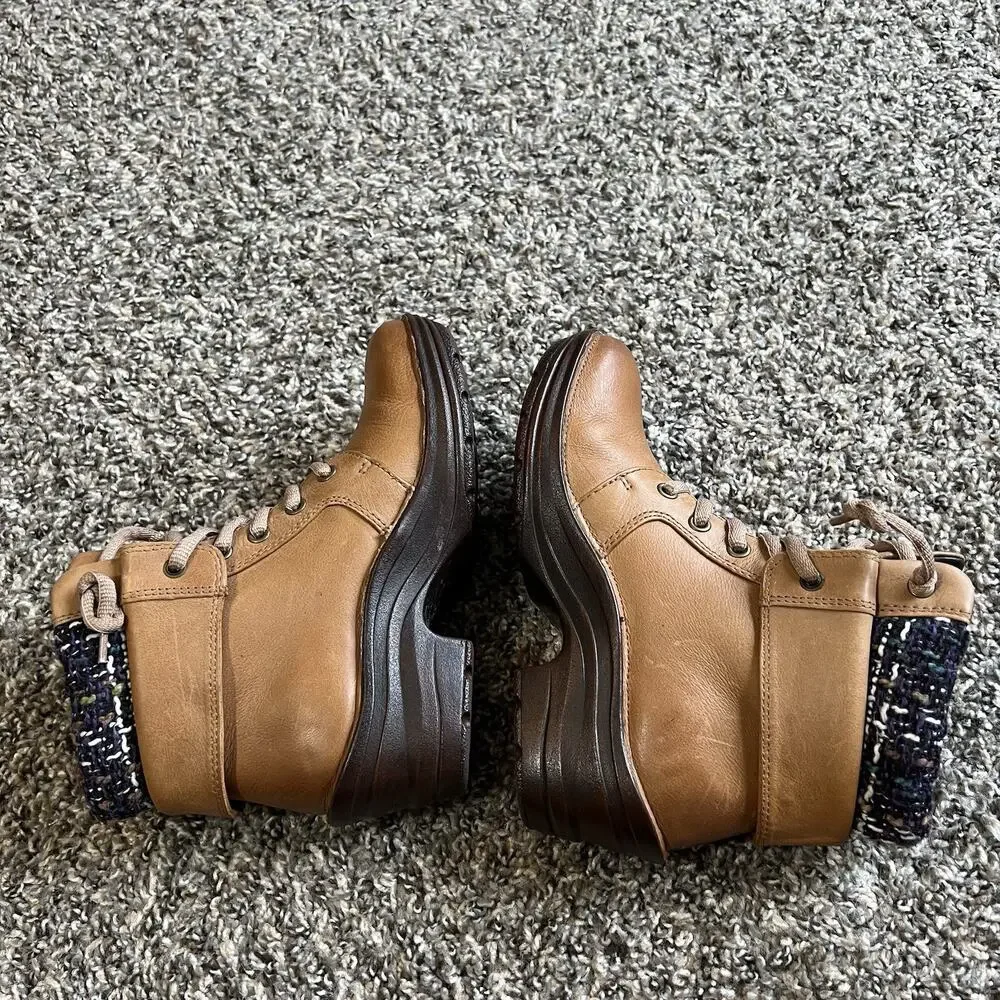 Bionica Boots Womens 6 M Romulus Lace Up Foldover Ankle Camel Brown Leather
